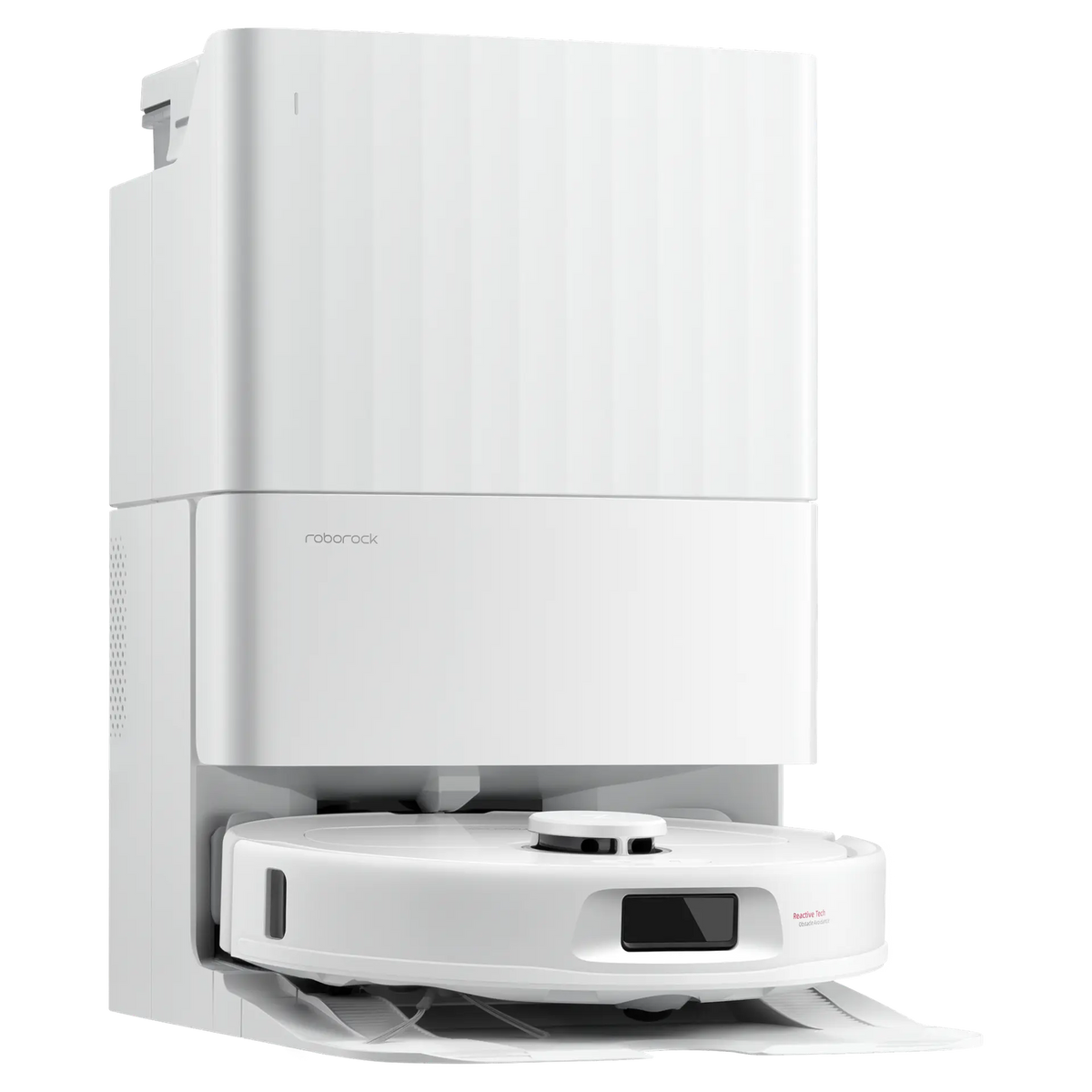 White — robot in dock, three-quarter